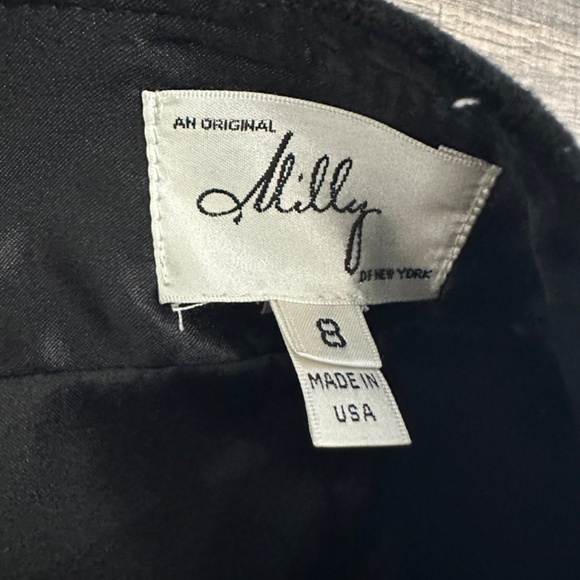 Milly of New York Black & White Herringbone Wool & Suede Mini Skirt Size 8 - Picture 6 of 6